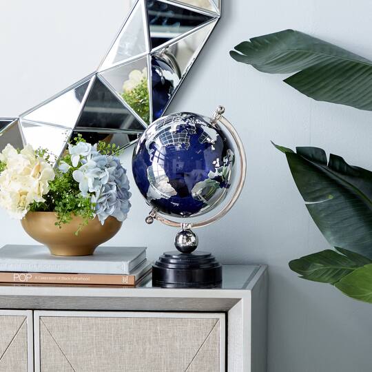 13" Blue Ceramic Coastal Globe